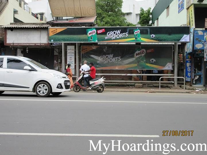 OOH Hoardings Agency in India, BQS Advertising rates at Alwarthirunagar Bus Stop in Chennai, Tamil Nadu 